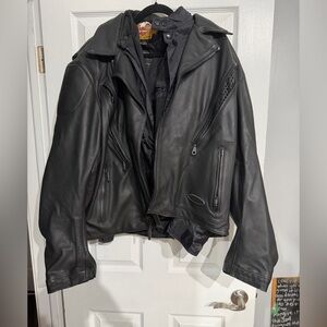 Harley Davidson FXRG triple vented waterproof  Black Leather Motorcycle Jacket